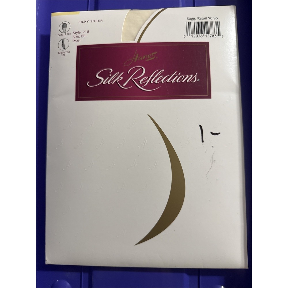 1 Pair Hanes Silk Reflections SIlky Sheer Control Top Pantyhose PEARL 718 Sz EF